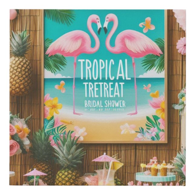 Tropical Retreat Bridal Shower Faux Canvas Print (Front)