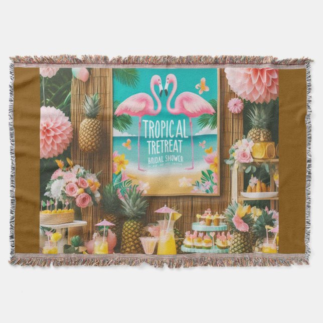 Tropical Retreat Bridal Shower Throw Blanket (Front)