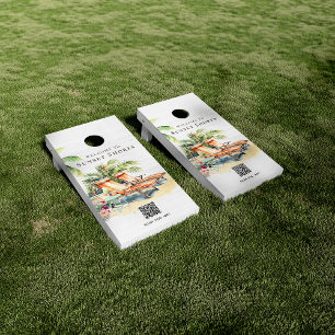 Tropical Retreat Pool Loungers Custom Cornhole Set