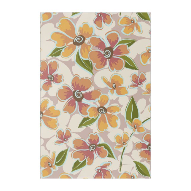 Tropical Retro Botanicals Acrylic Print (Front)