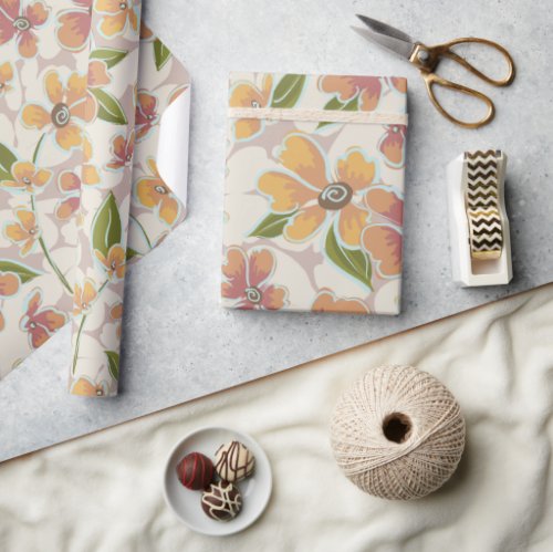 Tropical Retro Botanicals Wrapping Paper