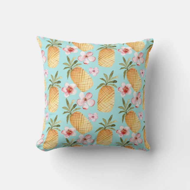 Tropical retro design with pineapples throw pillow (Front)