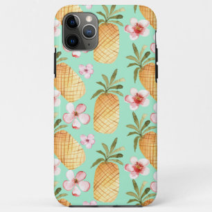 Tropical retro print on mint background iPhone 11 pro max case