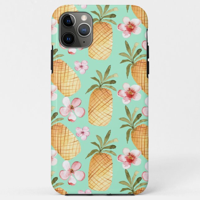 Tropical retro print on mint background Case-Mate iPhone case (Back)