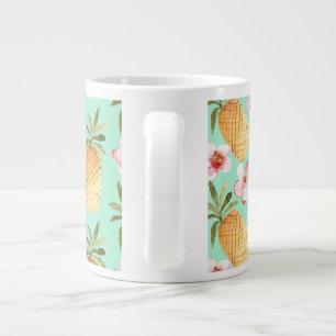 Tropical retro print on mint background giant coffee mug