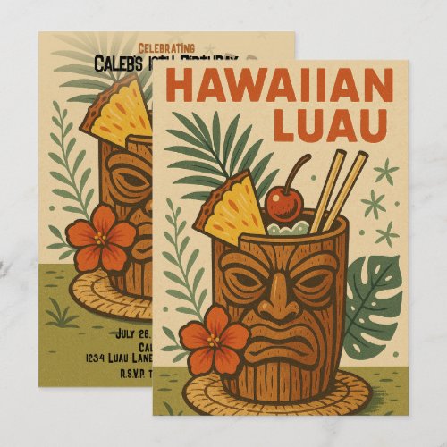 Tropical Retro Tiki Drink Hawaiian Luau Birthday 