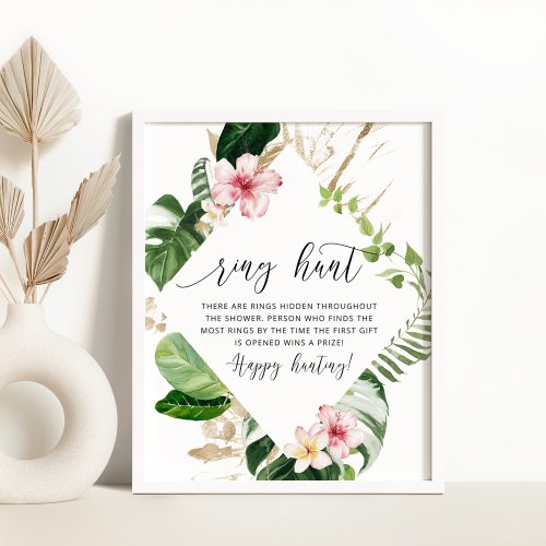 Tropical ring hunt bridal shower game poster