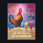 Tropical Rooster Cocktails Funny Cruise Stateroom<br><div class="desc">The chicken in this humorous magnet design knows what time it is - it's time to drink, of course, because it's COCKtail time! This silly tropical magnet is perfect for the stateroom door on a fun adult cruise. It shows a rooster crowing with a couple colorful beverages and a pair...</div>