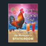 Tropical Rooster Cocktails Funny Cruise Stateroom<br><div class="desc">The chicken in this humorous magnet design knows what time it is - it's time to drink, of course, because it's COCKtail time! This silly tropical magnet is perfect for the stateroom door on a fun adult cruise. It shows a rooster crowing with a couple colorful beverages and a pair...</div>