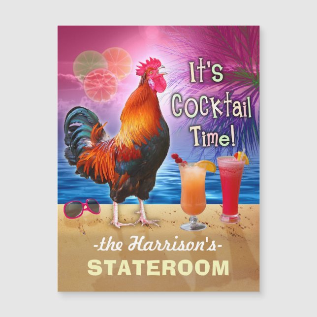 Tropical Rooster Cocktails Funny Cruise Stateroom (Front)