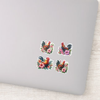 Tropical Roosters Sticker
