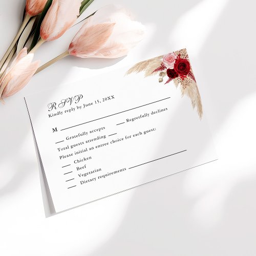 Tropical Rose Garden Wedding RSVP Card