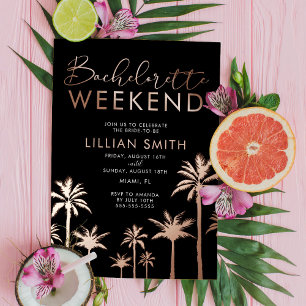 Tropical Rose Gold Bachelorette Weekend Foil Invitation