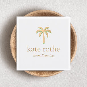 Tropical Rose Gold Palm Tree Event Planner Calling Card