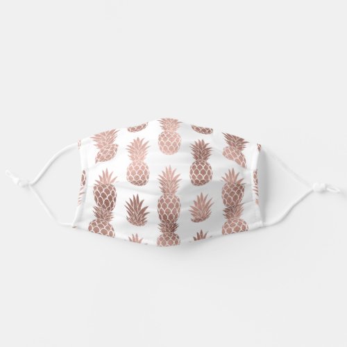 Tropical Rose Gold White Summer Pineapples Safety Adult Cloth Face Mask