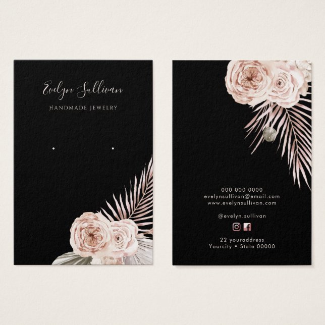 Tropical roses earring display card (Front & Back)