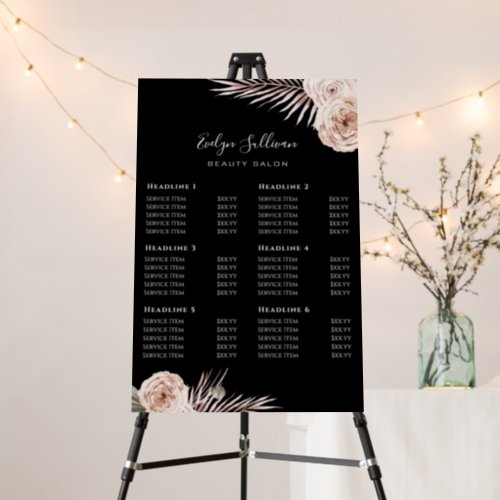 Tropical Roses Price List Foam Board