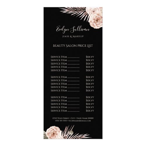 Tropical roses price list rack card