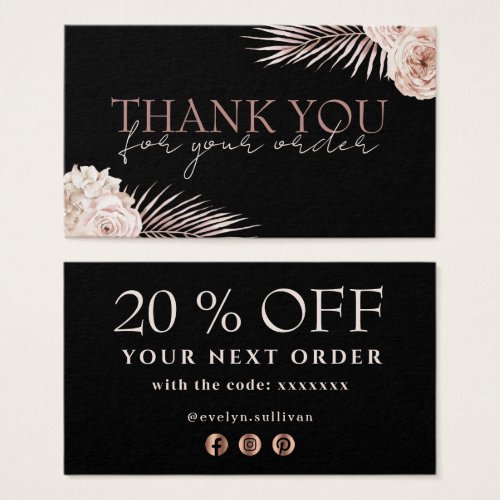 Tropical roses thank you discount card