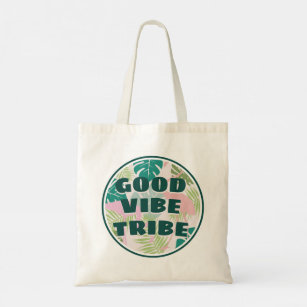 Tropical Round Good Vibe Tribe Positive Energy Tote Bag
