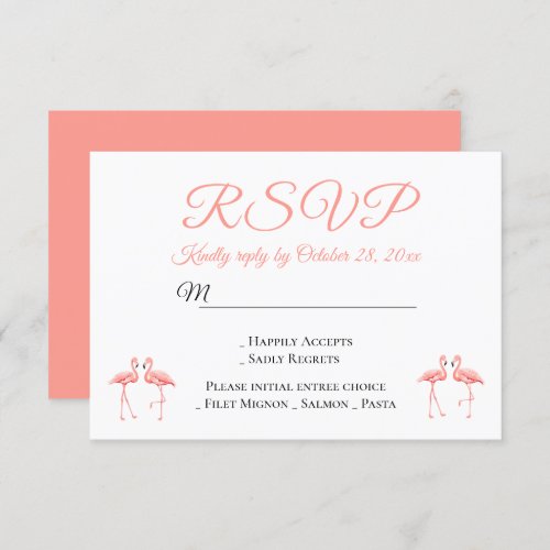 Tropical RSVP Pink Flamingos Wedding Summer Party Invitation