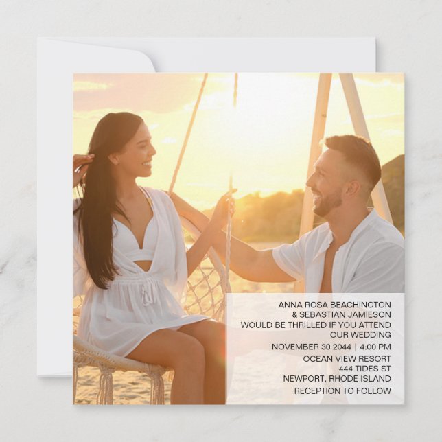 *~* Tropical RSVP QR AP13 PHOTO Palms Wedding Invitation (Front)