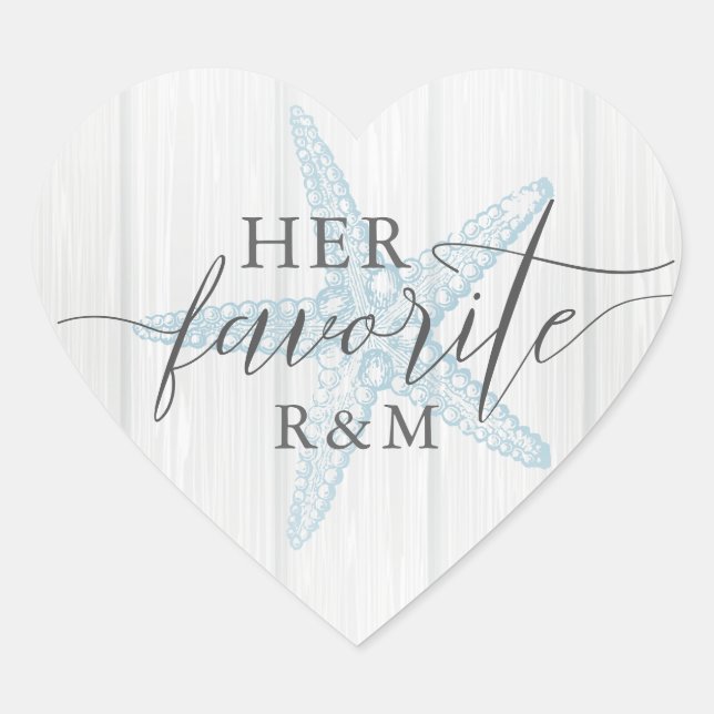 Tropical Rustic Beach Wedding Her Favorite Heart Sticker (Front)