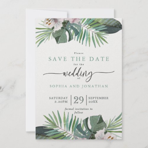 Tropical Rustic Summer Save the Date Holiday Card