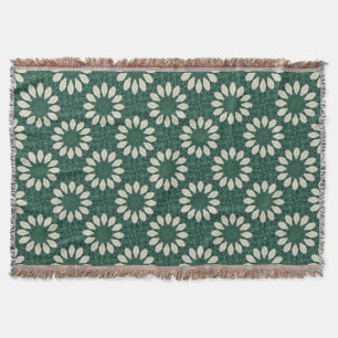 Tropical Sacramento Green and Silver Leaf Mandala. Throw Blanket