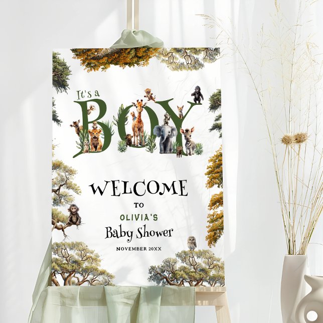 Tropical Safari Animals Baby Shower Welcome Foam Board (Creator Uploaded)