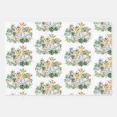 Tropical Safari Animals Jungle Greenery Wild Party Wrapping Paper Sheets (Front)