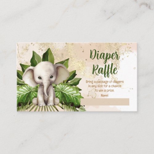Tropical Safari Elephant Baby Shower Diaper Raffle Enclosure Card