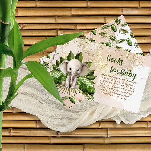 Tropical Safari Elephant Shower Books for Baby Enclosure Card