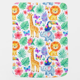 Tropical Safari Friends Baby Blanket