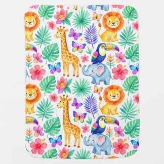 Tropical Safari Friends Baby Blanket