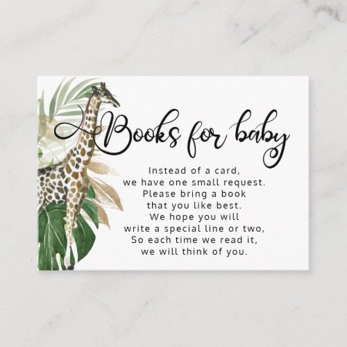 Tropical Safari Giraffe Baby Shower Books Request Enclosure Card