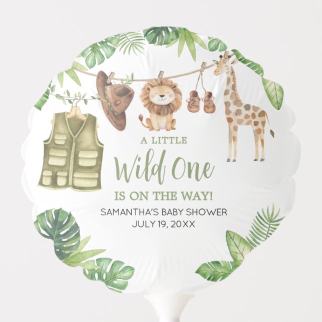 Tropical Safari Jungle Animals Baby Shower Balloon (Front)
