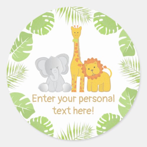 Tropical Safari Jungle Animals Baby Shower Classic Round Sticker