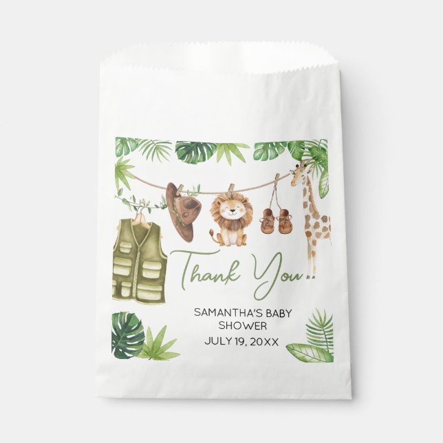 Tropical Safari Jungle Animals Baby Shower Favor Bag (Front)