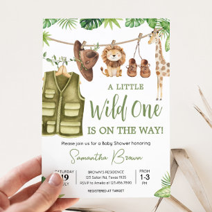 Tropical Safari Jungle Animals Baby Shower Invitation