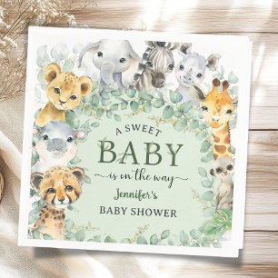Tropical Safari Jungle Animals Baby Shower Napkins