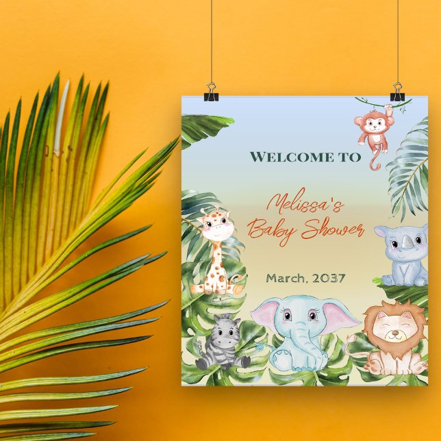 Tropical Safari Jungle Animals Baby Shower Welcome Foam Board (Creator Uploaded)