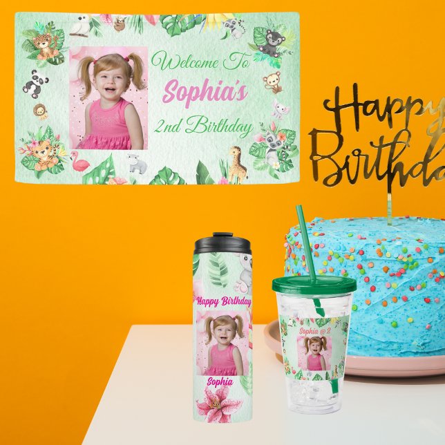 Tropical Safari Jungle Animals Kids  Birthday Banner (Creator Uploaded)