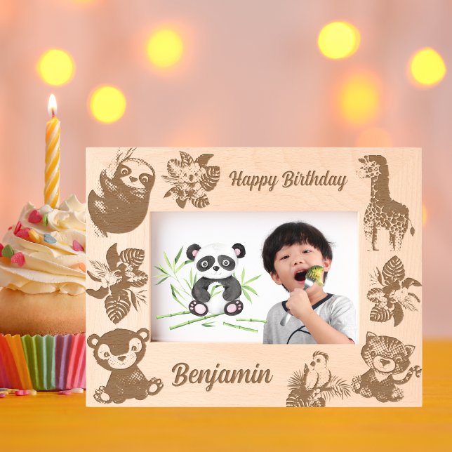 Tropical Safari Jungle Animals Kids Birthday Gift Engraved Frames (Creator Uploaded)
