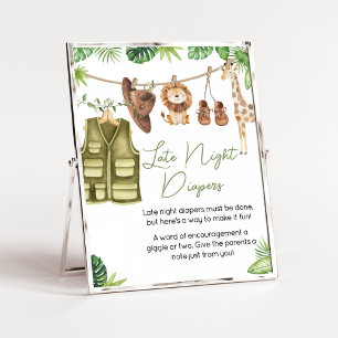 Tropical Safari Jungle Animals Late Night Diapers Poster