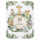 Tropical Safari Jungle Baby Wild Animals Monogram Baby Blanket Tropical Safari Jungle Baby Wild Animals Monogram Baby Blanket