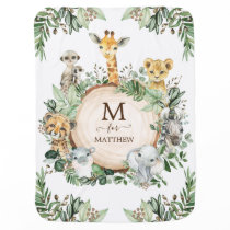 Tropical Safari Jungle Baby Wild Animals Monogram Baby Blanket Tropical Safari Jungle Baby Wild Animals Monogram Baby Blanket
