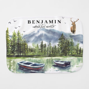 Tropical Safari Jungle Baby Wild Animals Monogram Baby Burp Cloth