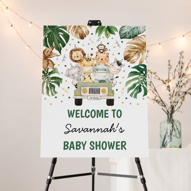 Tropical Safari Party Animals Baby Shower Welcome Foam Board (In Situ (Stand))