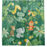 Tropical Safari: Whimsical Jungle Friends Shower Curtain
